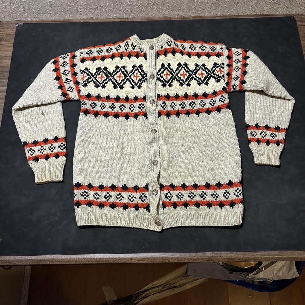 Vintage Dale Norway Fair Isle Cardigan Sweater 1960s Medium Nordic Knit Button